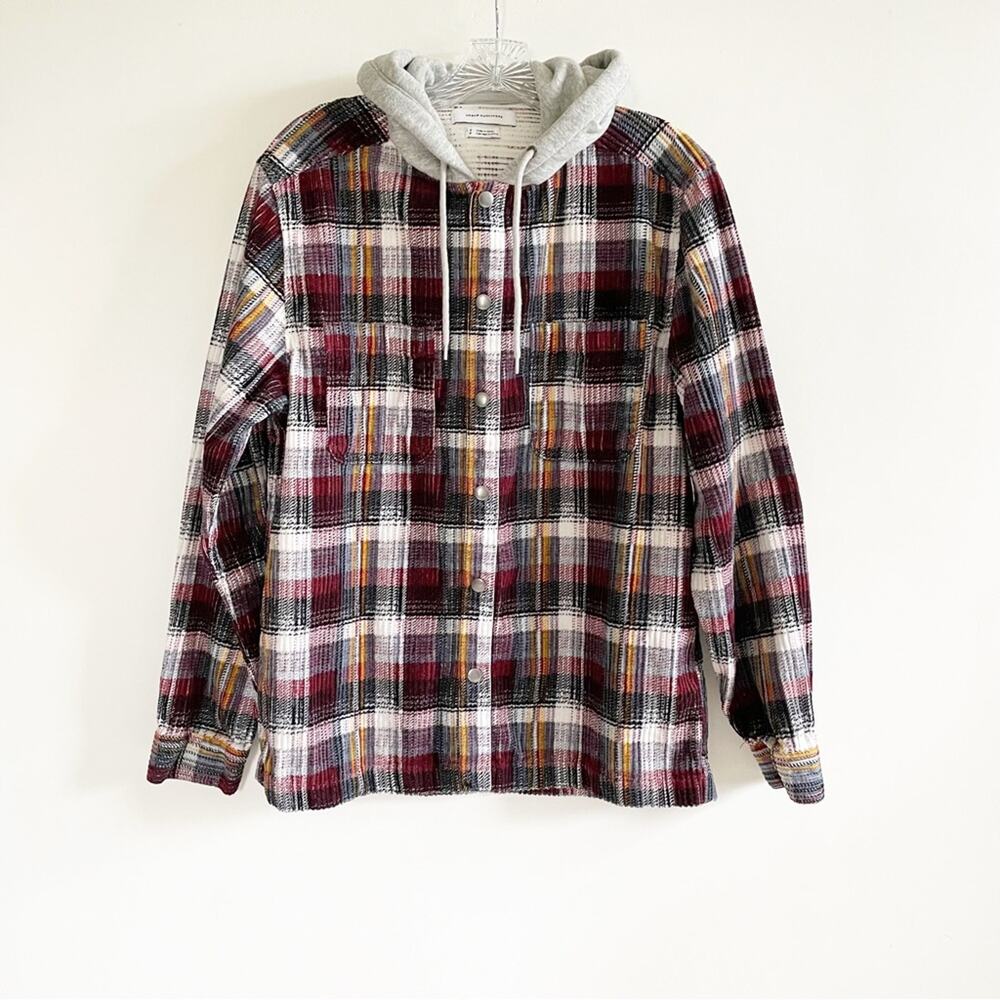 New Urban Outfitters Men’s Waffle Plaid Hooded Shacket